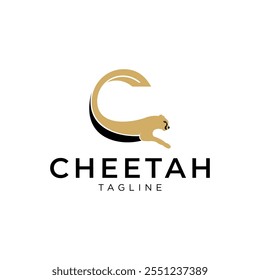 letter C with cheetah animal symbol modern logo design