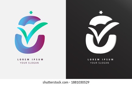 logotipo de gradiente de equipo de chequeo de letras C