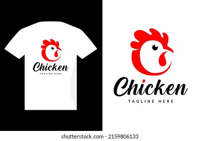 Letter C Chicken Logo Design vector icon symbol illustration. Chicken crest and eye minimalist red chicks. Perfect for chicken fry food and restaurant.