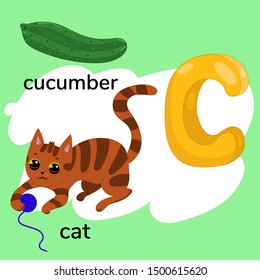 Letter C of the child alphabet. Vector graphics.