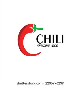 Letter C With Chili Shape Logo Illustration