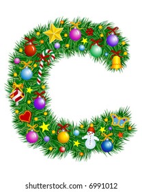 Letter C - Christmas tree decoration -  Alphabet