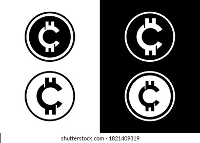 Letter C with circle in black and white for design concept. Very suitable in various business purposes, also for icon, logo symbol and many more.