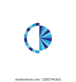 Letter C circle, blue colors geometric symbol simple logo vector