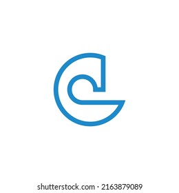 letter c circle blue wave abstract logo vector