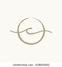 Letter C With Circle Brush Logo. Creative fashion logo design. handwritten logo for identity - Vector