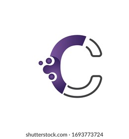 Letra C con logotipo de concepto de círculo o plantilla de diseño creativo de símbolo
