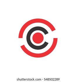 Letter C In Circle With Dot In Center Logo Vector