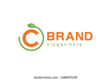 letter C with circle leaf logo concept ready to use