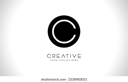 Plantilla de diseño de logotipo de forma de círculo de letra C con color negro