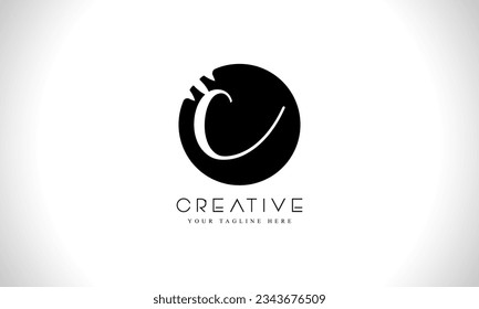Letter C circle shape logo design with creative cut