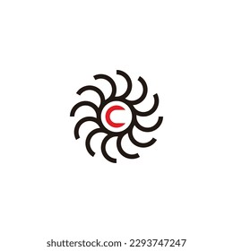 Letra C en círculo, símbolo geométrico tecnológico simple vector