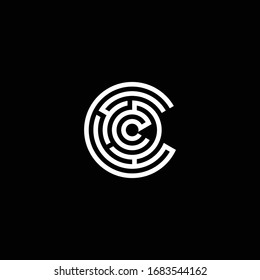 letter C circuit logo vector idea. abstract initial circular line design illustration template.