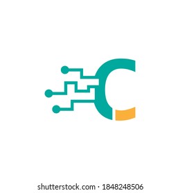 Letter C  Circuit technology logo icon creative design illustration