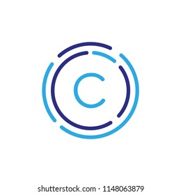 Letter C Circular Lines Symbol Vector