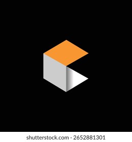 Letter C or CK Isometric Cube Logo. 