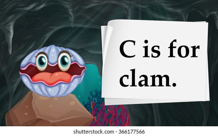 Letter C is for clam illustration