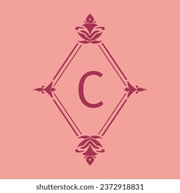 letter C classic beauty vintage initial vector logo frame