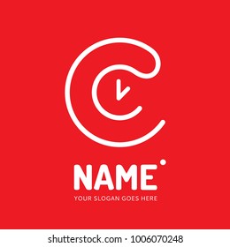 Letter C and clock. Vector logo design. Business concept icon.