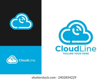 Letter C Cloud Phone, Cloud Phone Call Wifi Vector Illustration Logo for technology, communication, web etc.