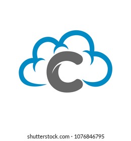 Letter C Cloud Silhouette Logo Template