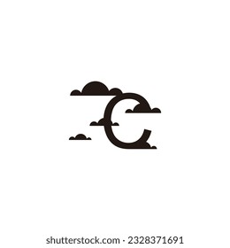 Letra C nubes símbolo geométrico simple logo vector