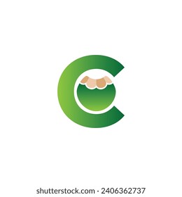 Letter C and Coconut in Green Logo