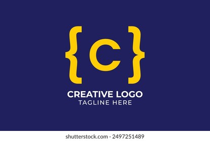  letter C c coding logo concept parentheses grouping icon in different style vector illustration