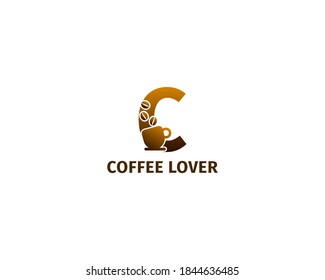 letter C coffe and cup logo template