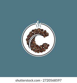 letter c with coffee beans logo icon flat vector design.