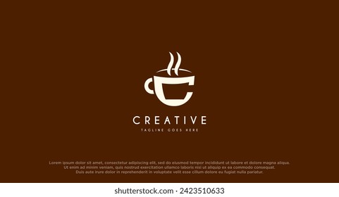 Letter C coffee cup logo design.