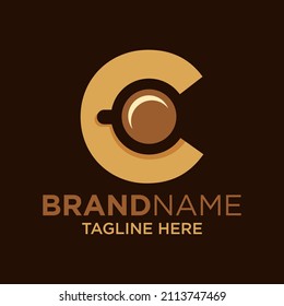 Letter C Coffee Cup, Tea, Chocolate, Logo Design Template Inspiration, Vector Illustration.