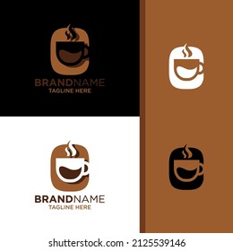 Letter C Coffee Cup, Tea, Chocolate, Logo Design Template Inspiration, Vector Illustration.