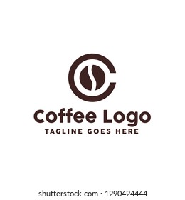 Letter C for Coffee logo design vector template with Vintage Concept style. beverage products for coffee shop, Cafe, Coffee House, Coffee maker, Company and Business.