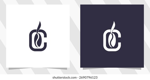 letter c with coffee logo design vector