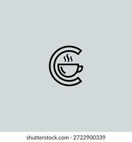 Letra C con diseño de Vector plano de icono de logotipo de café.