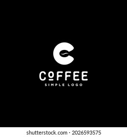 letter C coffee logo vector illustration, negative space letter C and coffee beans