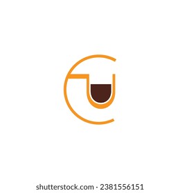 letter c coffee machine cup symbol vector 