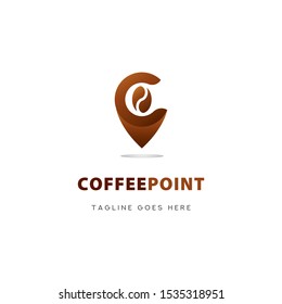Letter C Coffee Point Logo Icon Template Design Vector Illustration