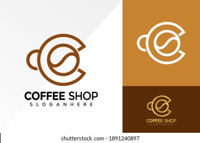 Diseño del logotipo de la Tienda de Café de la Carta C, vector de logotipos comerciales de la cafeína, logotipo moderno, diseño de logotipos, plantilla de ilustración vectorial