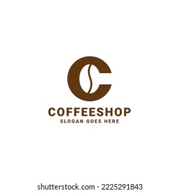 Letter C Coffee simple logo design vector