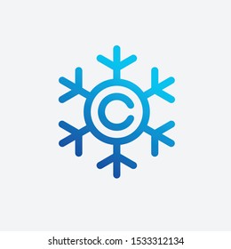 Letter C Cold Snowflake logo