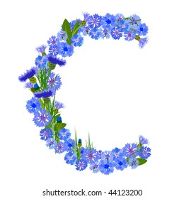 Letter C, collected from the flowers of cornflower