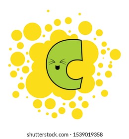 letter C, colorful bubbles for kids to learn