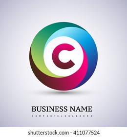 Letter C colorful in the circle logo. Vector design template elements for your application or company identity.
