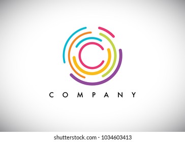 Letter C colorful creative logo concept template, vector illustration