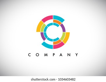Letter C colorful creative logo concept template, vector illustration