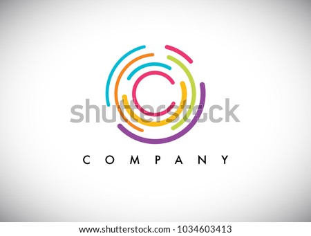 Letter C colorful creative logo concept template, vector illustration