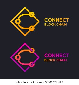 Letter C Colorful Dots logo with Modern line Cross Square shape, Connect Technology and Digital, Blockchain, Bitcoin Cryptocurrency data concept for your Corporate identity