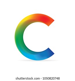 letter C colorful, gradient mesh color